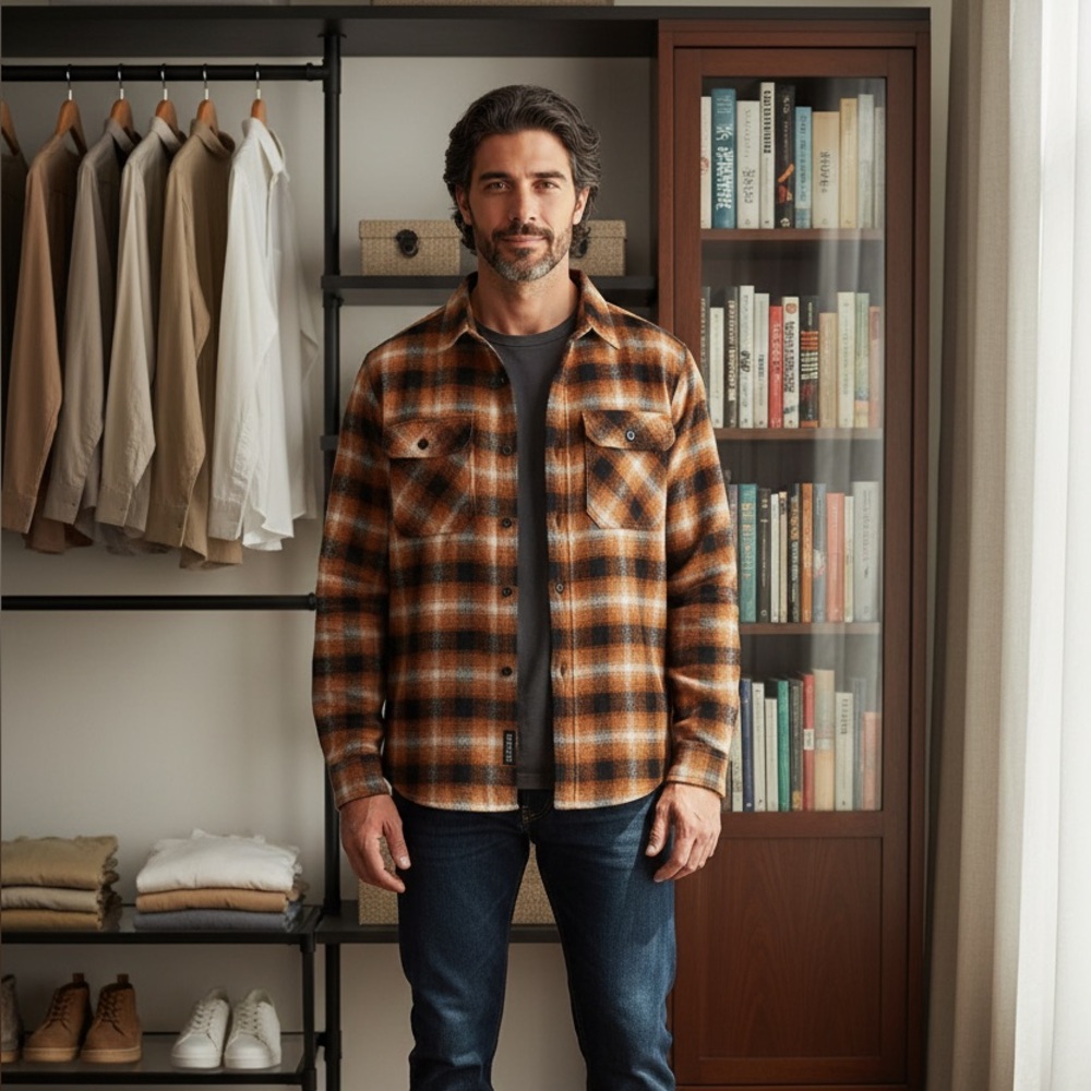 NWT Men’s Alpine Design Flannel - Gold Hickory Plaid.  Size M